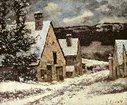 Gustave Courbet Dorfausgang im Winter oil painting reproduction